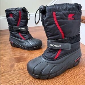 SOREL Flurry Snow Boots Unisex Winter‎ Warm Black Red Performance Insulated 4